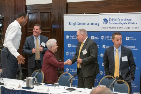 From left: David Robinson, Jim Tooley, Carol Cartwright, Sean Ford, Jay Demings