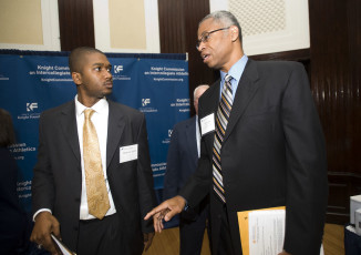 Len Elmore (Knight Commissioner) and Marvin Lewis (former Georgia Tech basketball players)