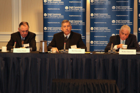 (left to right): Nathan Hatch, Bob Bowlsby, Walter Harrison