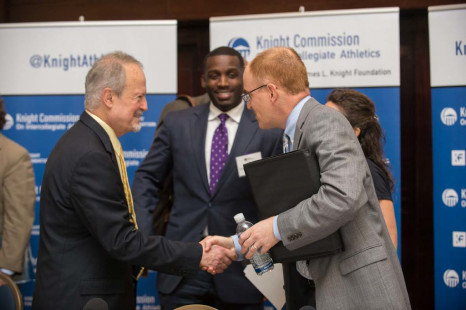 Richard Lapchick (left), Scottie Montgomery, Jon Solomon