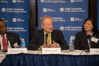 From left: Bernard Franklin, Richard Lapchick, Vicky Chun
