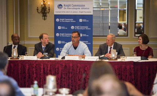 (From left): Ray Anderson, Steve Broglio, Ed Cunningham, Bob Gardner, Nancy Armour
