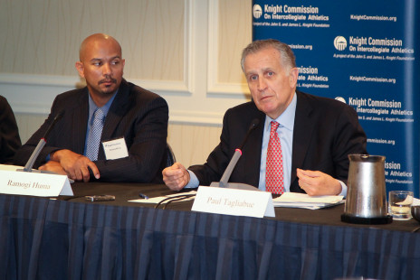 Ramogi Huma (left) and Paul Tagliabue