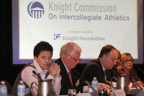 (left to right): Sarah Lowe, Michael Adams, Jack DeGioia, Paula Ellis