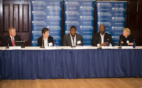 From left: Ron Courson, Margot Putukian, Marcus Lattimore, Lori Runksmeier, Kevin Glover, JC Watts