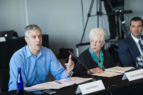 Arne Duncan (left), Carol Cartwright